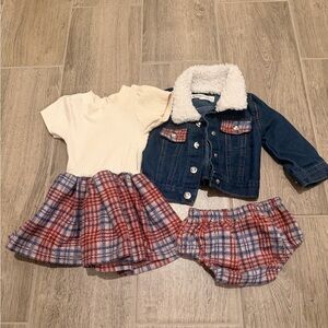 Nannette Baby Cream Sherpa-Lined Denim Jacket with Brown Logo Accent